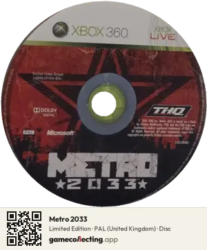 Metro 2033 Xbox 360, PAL disc