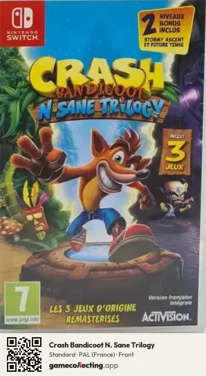 Crash Bandicoot N. Sane Trilogy Nintendo Switch, France box front