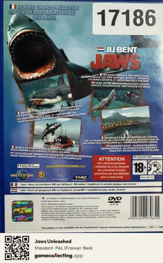 Jaws Unleashed PlayStation 2, France box back