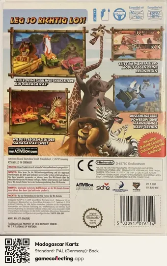 Madagascar Kartz Nintendo Wii, Germany box back