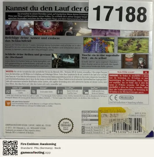 Fire Emblem: Awakening Nintendo 3DS, Germany box back