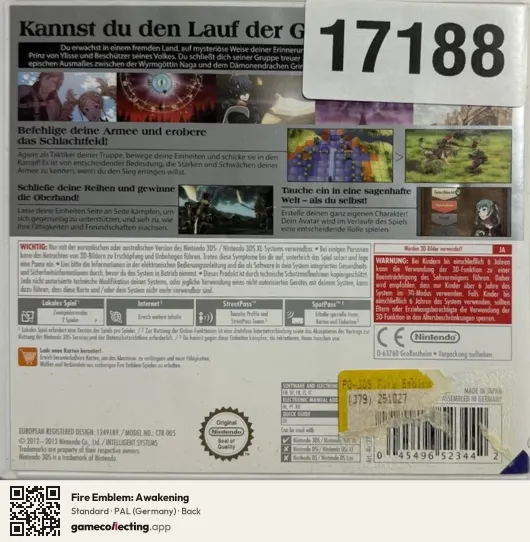 Fire Emblem: Awakening Nintendo 3DS, Germany box back