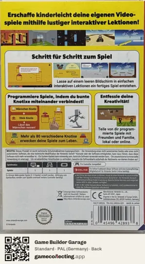 Game Builder Garage Nintendo Switch, Germany box back