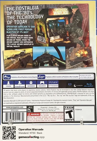 Operation Warcade PlayStation 4, NTSC box back