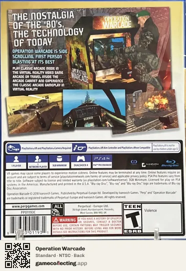 Operation Warcade PlayStation 4, NTSC box back