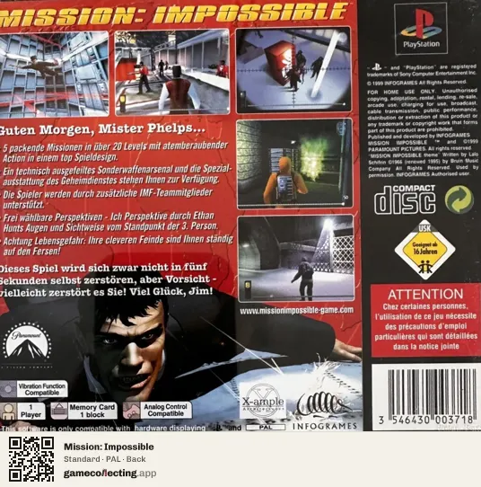 Mission: Impossible PlayStation, PAL box back
