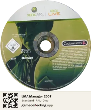 LMA Manager 2007 Xbox 360, PAL disc