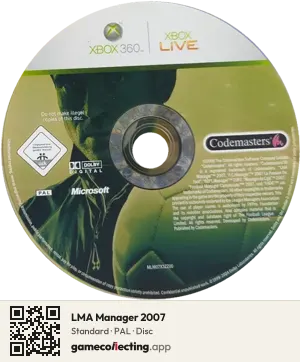 LMA Manager 2007 Xbox 360, PAL disc