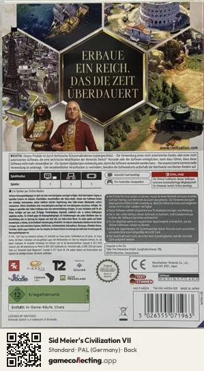 Sid Meier's Civilization VII Nintendo Switch, Germany box back
