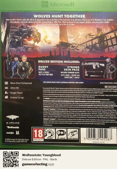 Wolfenstein: Youngblood Xbox One, PAL box back