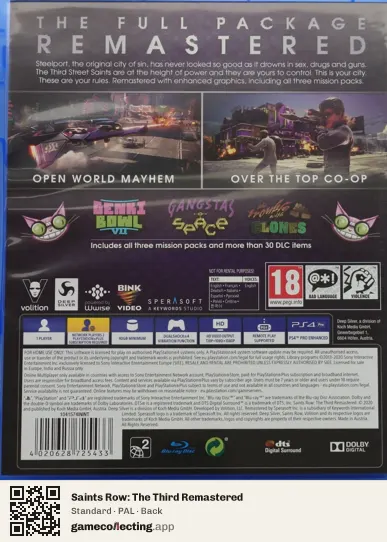 Saints Row: The Third Remastered PlayStation 4, PAL box back