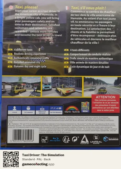 Taxi Driver: The Simulation PlayStation 4, PAL box back
