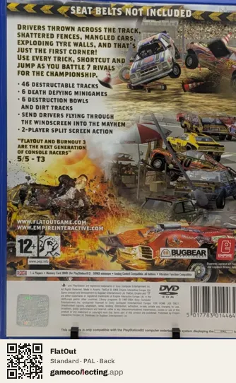 FlatOut PlayStation 2, PAL box back
