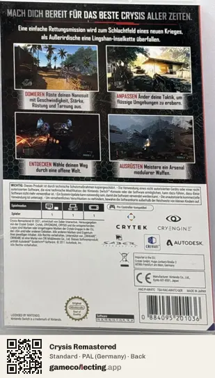 Crysis Remastered Nintendo Switch, Germany box back