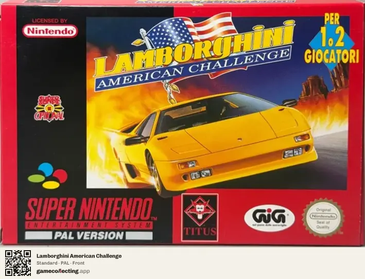 Lamborghini American Challenge Super Nintendo Entertainment System, PAL box front
