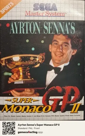 Ayrton Senna's Super Monaco GP II Sega Master System, PAL box front