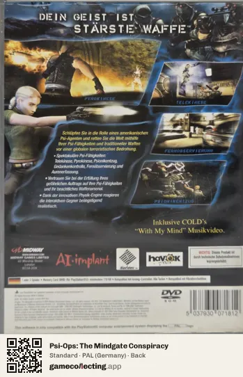 Psi-Ops: The Mindgate Conspiracy PlayStation 2, Germany box back
