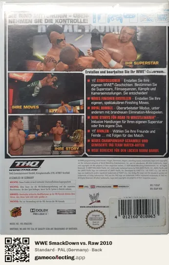WWE SmackDown vs. Raw 2010 Nintendo Wii, Germany box back
