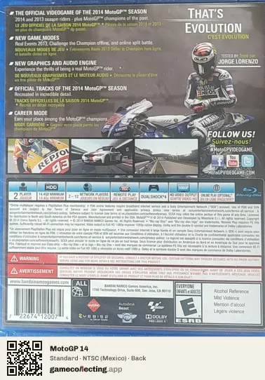 MotoGP 14 PlayStation 4, Mexico box back