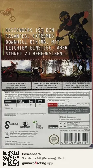 Descenders Nintendo Switch, Germany box back