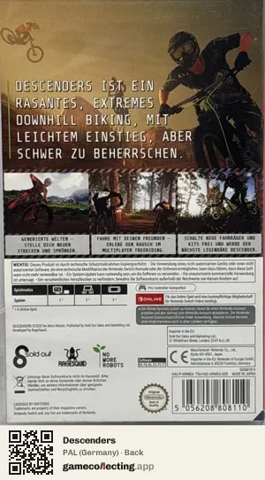 Descenders Nintendo Switch, Germany box back