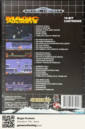 Magic Pockets Sega Mega Drive / Genesis, PAL box back