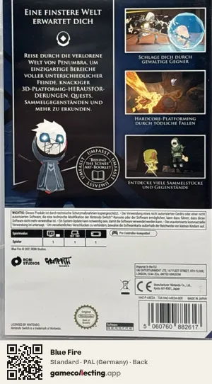 Blue Fire Nintendo Switch, Germany box back