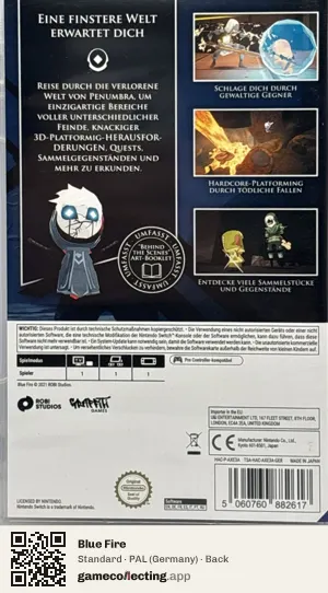 Blue Fire Nintendo Switch, Germany box back