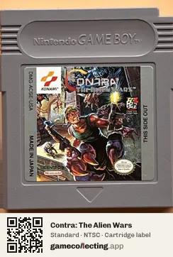 Contra: The Alien Wars Game Boy, NTSC cartridge label