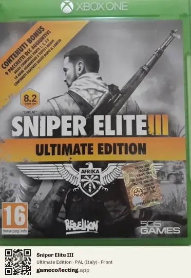 Sniper Elite III Xbox One, Italy box front