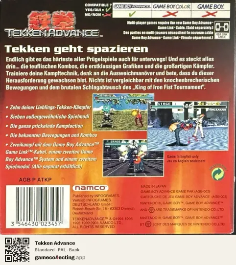 Tekken Advance Game Boy Advance, PAL box back