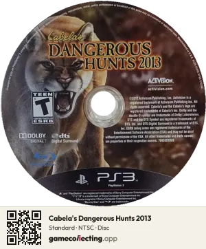 Cabela's Dangerous Hunts 2013 PlayStation 3, NTSC disc