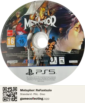 Metaphor: ReFantazio PlayStation 5, PAL disc