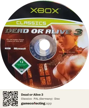 Dead or Alive 3 Xbox, PAL disc