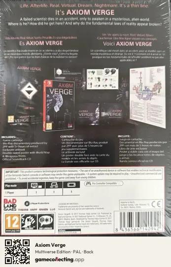 Axiom Verge Nintendo Switch, PAL box back