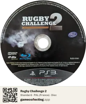 Rugby Challenge 2 PlayStation 3, PAL disc