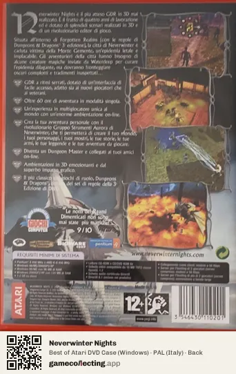 Neverwinter Nights Computer, Italy box back