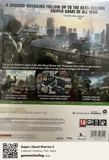Sniper: Ghost Warrior 2 Xbox 360, PAL box back