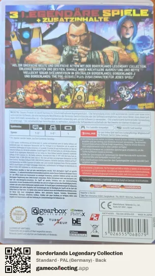 Borderlands Legendary Collection Nintendo Switch, Germany box back