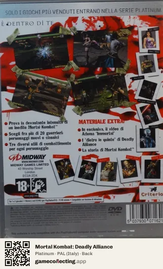 Mortal Kombat: Deadly Alliance PlayStation 2, Italy box back