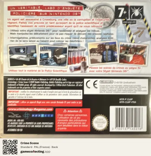 Crime Scene Nintendo DS, France box back