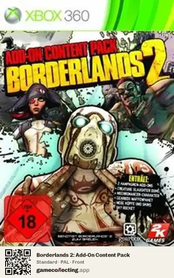 Borderlands 2: Add-On Content Pack Xbox 360, PAL box front