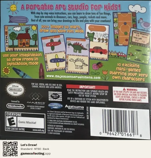 Let's Draw! Nintendo DS, NTSC box back