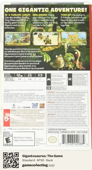 Gigantosaurus: The Game Nintendo Switch, NTSC box back