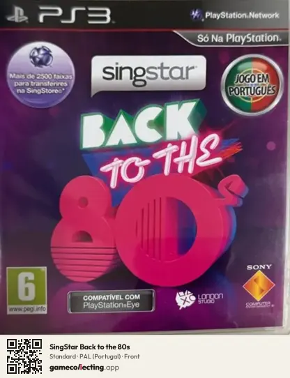SingStar Back to the 80s PlayStation 3, Portugal box front