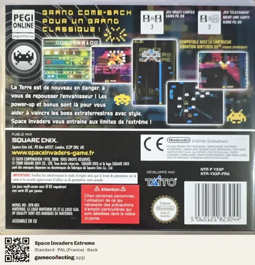 Space Invaders Extreme Nintendo DS, France box back