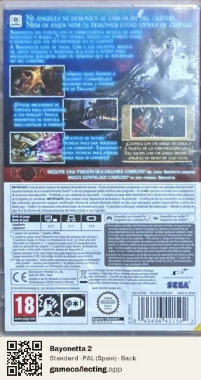 Bayonetta 2 Nintendo Switch, Spain box back