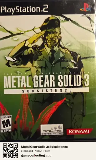 Metal Gear Solid 3: Subsistence PlayStation 2, NTSC box front
