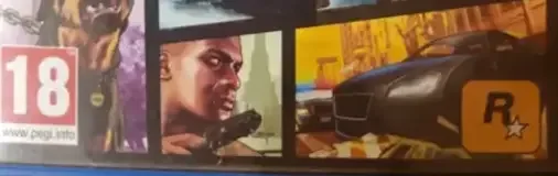 Grand Theft Auto V, the PEGI square on its front