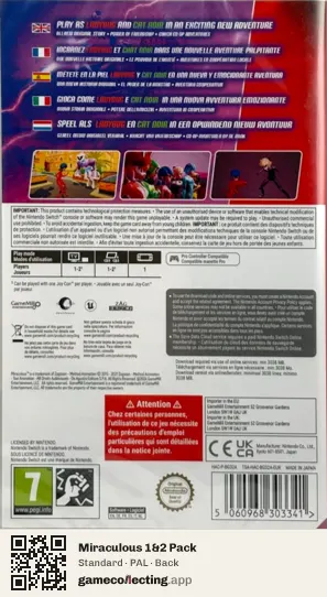 Miraculous 1&2 Pack Nintendo Switch, PAL box back